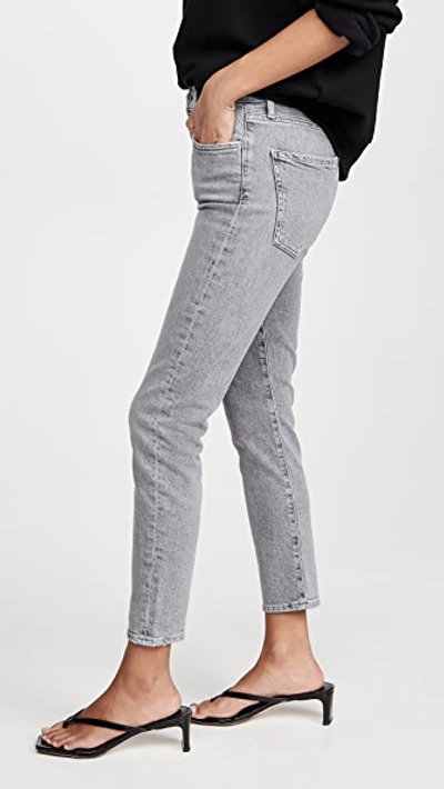 Shop Agolde Toni Mid Rise Straight Jeans In Mirror Grey