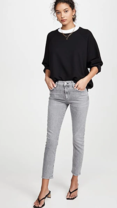 Shop Agolde Toni Mid Rise Straight Jeans In Mirror Grey