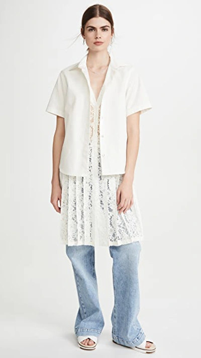 Shop Goen J Layered Corded Lace Shirt In Ivory
