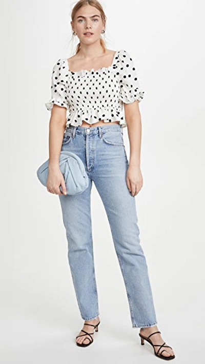 Shop English Factory Polka Dot Cropped Top In White