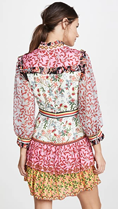 Shop Alice And Olivia Kathy Button Down Tiered Dress In Meadow Magic Multi/combo