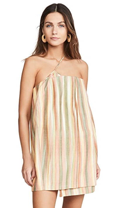 Jacquemus Striped One Shoulder Silk Mini Dress In Green Multi | ModeSens