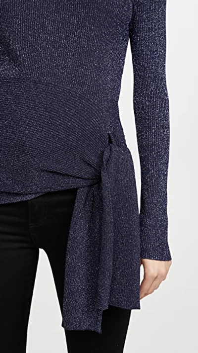 Shop 3.1 Phillip Lim / フィリップ リム Metallic Ribbed Pullover With Waist Tie In Midnight