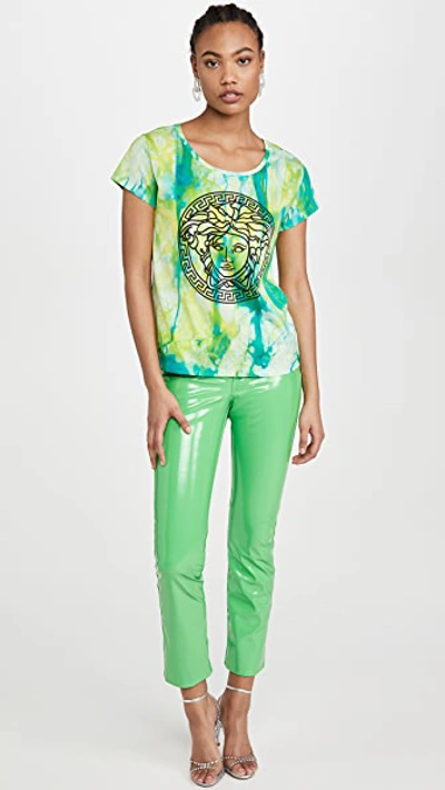 Shop Versace Tiedye Medusa Tee In Verde/giallo