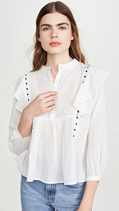 Shop Alix Of Bohemia June Ruffle & Ribbon Shirt In White