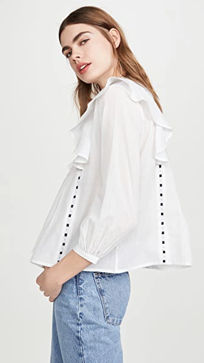 Shop Alix Of Bohemia June Ruffle & Ribbon Shirt In White