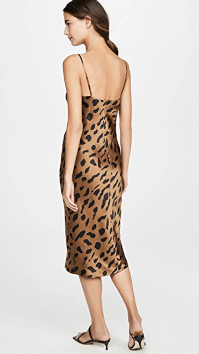Shop L Agence Jodie V Neck Slip Dress In Camel/black Animal
