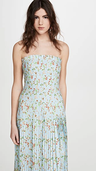 Shop Amur Hiyori Dress In Misty Blue Botanical Floral