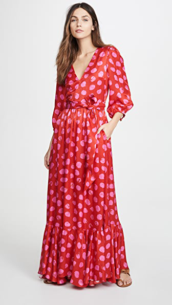 red polka dot maxi dress uk