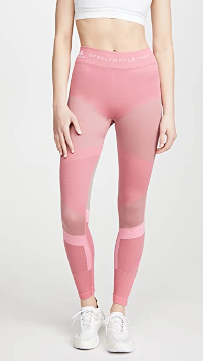 Shop Adidas By Stella Mccartney Run Knit Tights In Pink/brown