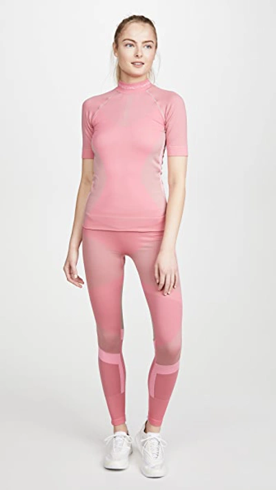 Shop Adidas By Stella Mccartney Run Knit Tights In Pink/brown