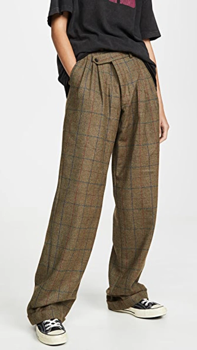 Triple Pleat Crossover Trousers