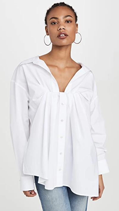 Shop Alexander Wang Bustier Tucked Oxford Blouse In White