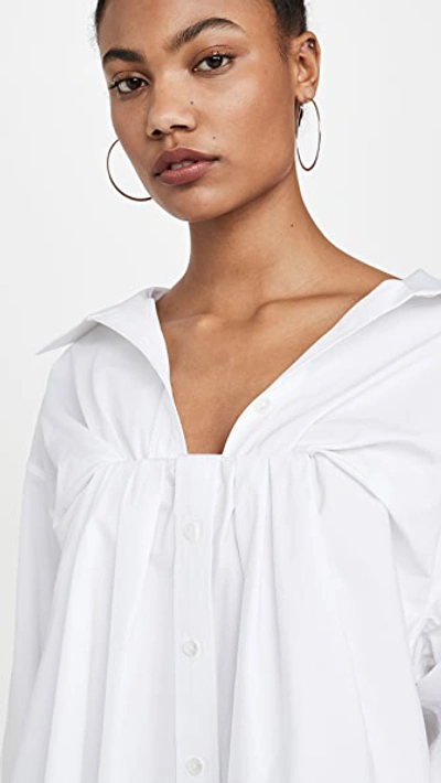 Shop Alexander Wang Bustier Tucked Oxford Blouse In White