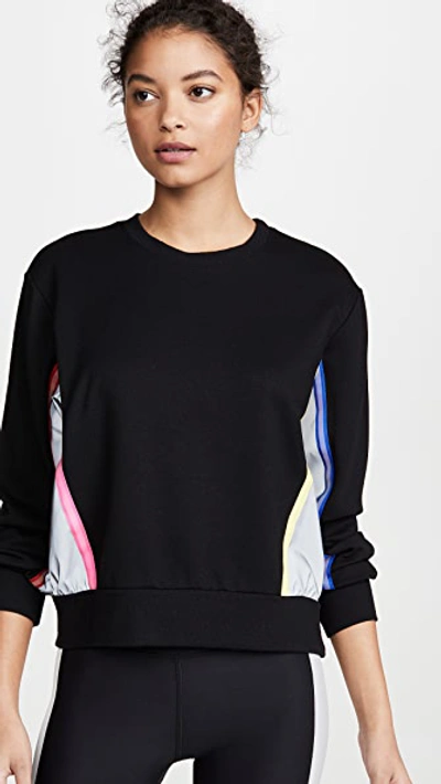 Shop Terez Sweatshirt With Reflective Trim In Black/bright