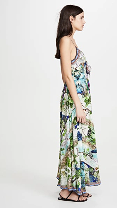 Shop Camilla Long Dress With Tie Front In Moongard