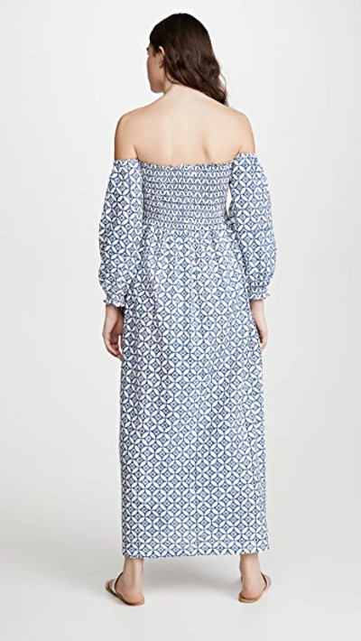 Shop Alix Of Bohemia Maryanne Blue Batik Dress In Blue/white