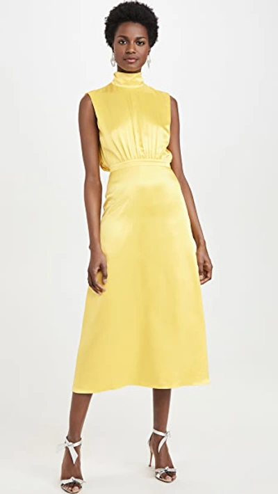Shop Saloni Fleur Dress In Bright Lemon
