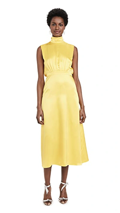 Shop Saloni Fleur Dress In Bright Lemon