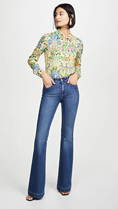 Shop Alice And Olivia Willa Button Down Shirt In Wildflower/daffodil