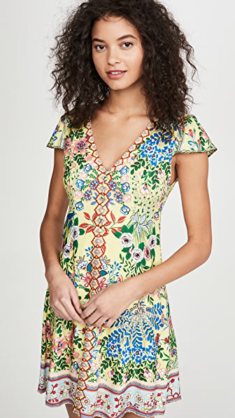 alice and olivia yellow floral dress