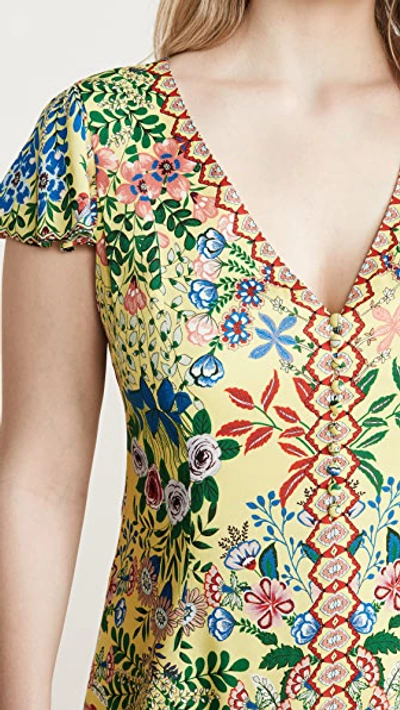 Shop Alice And Olivia Hadley Button Fit Flare Dress In Wildflower Daffodil