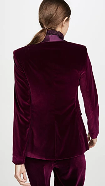 Alice And Olivia Macey Fitted Strong Shoulder Blazer In Purple | ModeSens