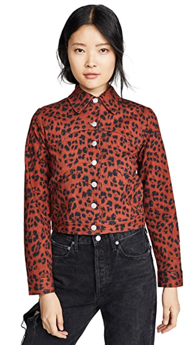 Shop Miaou Lex Jacket In Red Leopard