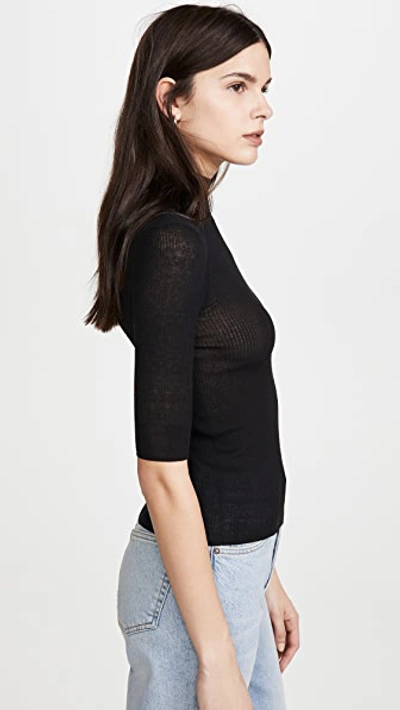 Shop Atm Anthony Thomas Melillo Ribbed Mock Neck Sweater In Black