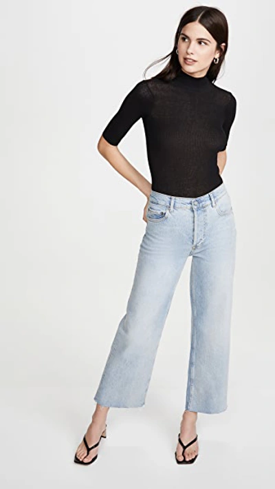 Shop Atm Anthony Thomas Melillo Ribbed Mock Neck Sweater In Black