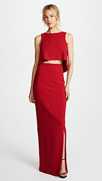 black halo kacie 2 piece maxi dress