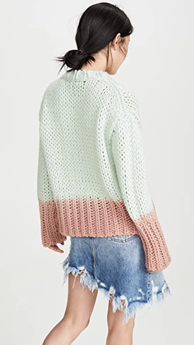 Shop Acne Studios Kirene Dip Dye Jumper In Pastel Green