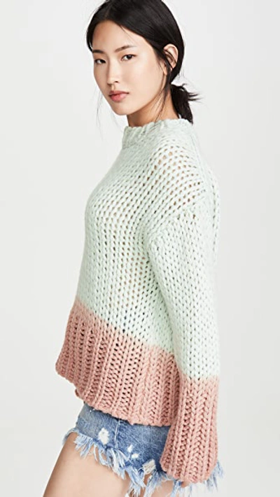Shop Acne Studios Kirene Dip Dye Sweater In Pastel Green
