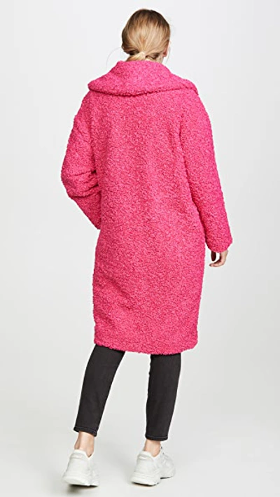 Shop Alice And Olivia Ora Faux Fur Long Oversized Collar Coat In Bright Pink