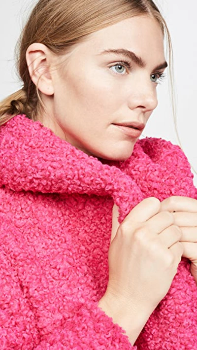 Shop Alice And Olivia Ora Faux Fur Long Oversized Collar Coat In Bright Pink