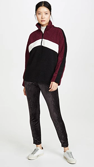 Shop Alala Chalet Sherpa Quarter Zip Sweatshirt In Bordeaux