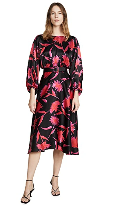 Shop Saloni Kim Dress In Noir Carnation