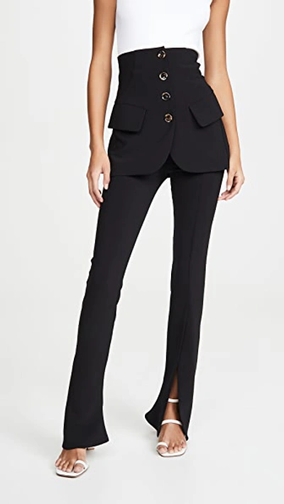 Shop A.w.a.k.e. Fitted Pants With Side Slits And Bottom Jacket Detail In Black