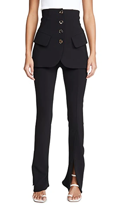 Shop A.w.a.k.e. Fitted Pants With Side Slits And Bottom Jacket Detail In Black