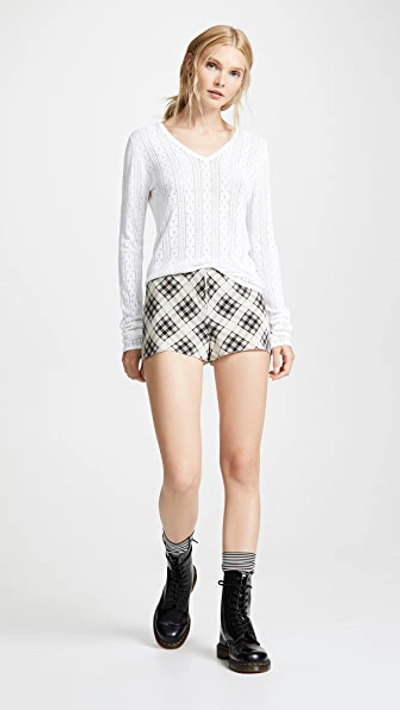 Shop Marc Jacobs Redux Grunge Plaid Shorts In Ivory Multi