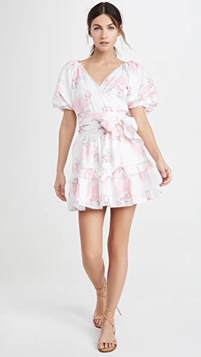 Shop Loveshackfancy Zelle Dress In Pink Mint