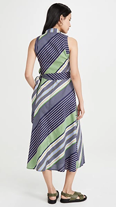 Shop Tory Burch Overprinted Wrap Dress In Field Day Bias Stripe