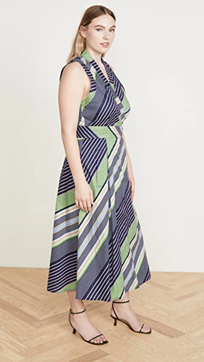 Shop Tory Burch Overprinted Wrap Dress In Field Day Bias Stripe