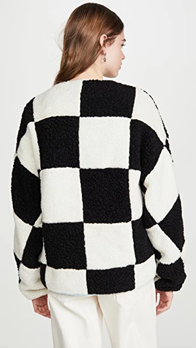 Shop Sandy Liang Pawn Fleece Jacket In Checkerboard