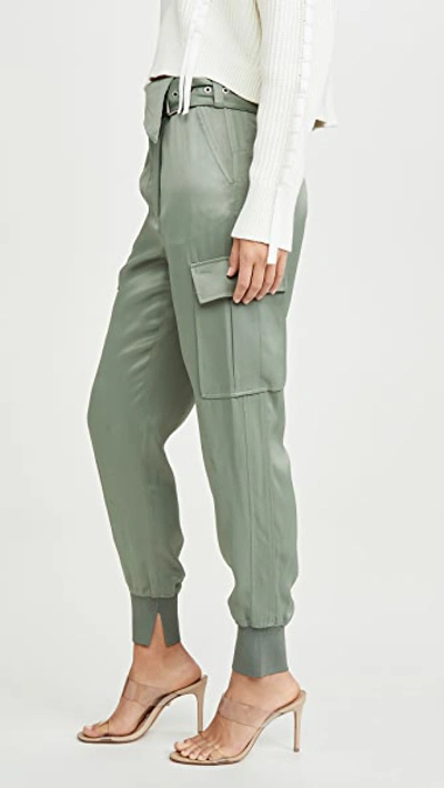 Shop 3.1 Phillip Lim / フィリップ リム Satin Fold Over Waist Joggers In Sage