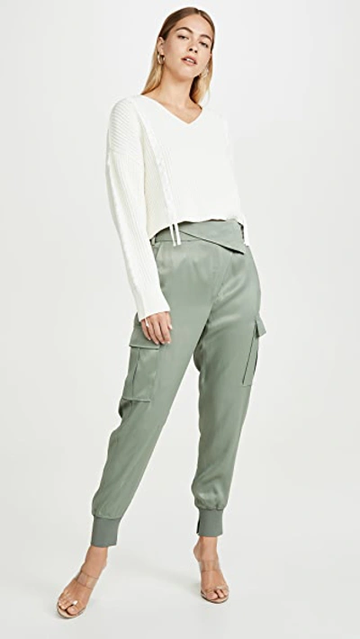 Shop 3.1 Phillip Lim / フィリップ リム Satin Fold Over Waist Joggers In Sage
