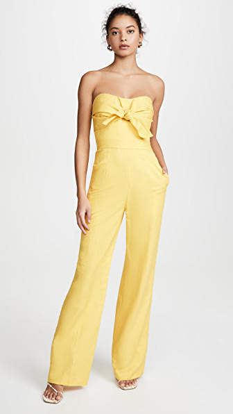 strapless tie front jumpsuit