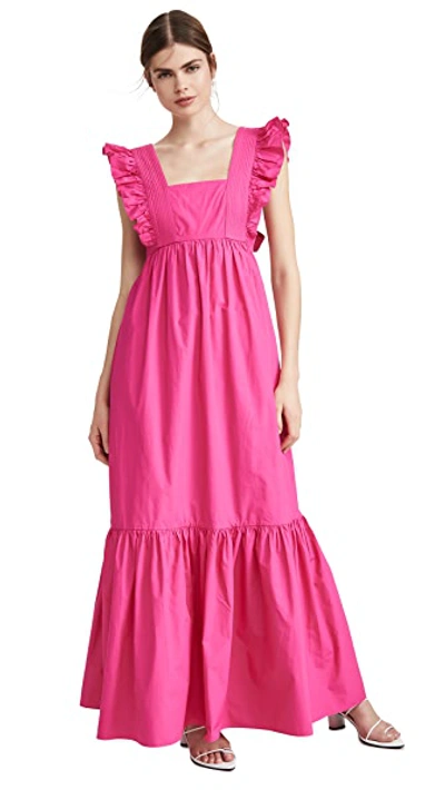 Shop Self-portrait Poplin Maxi Dress In Fuchsia