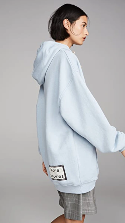 Shop Acne Studios Fanita Reverse Label Hooded Sweatshirt In Powder Blue