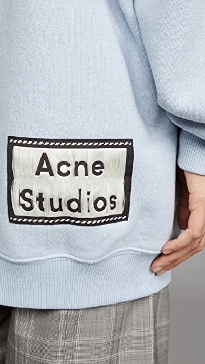 Shop Acne Studios Fanita Reverse Label Hooded Sweatshirt In Powder Blue